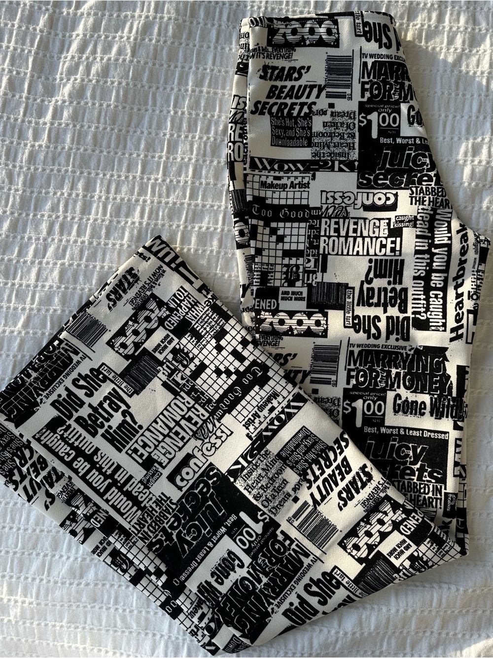 Urban Outfitters: Black & White Graphic Newspaper Pants